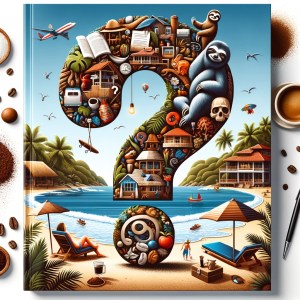 DALL·E 2024-02-17 07.37.39 - Design a visually engaging cover for a guidebook that features a collection of the most frequently asked questions about renting a house in Costa Rica