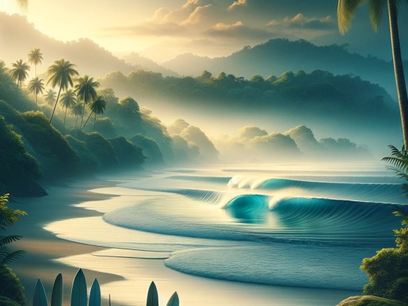 DALL·E 2024-02-17 09.49.36 - Design a serene and captivating cover image for a guide titled 'Discovering Pavones_ Costa Rica's Hidden Surf Paradise'. The image should emphasize th